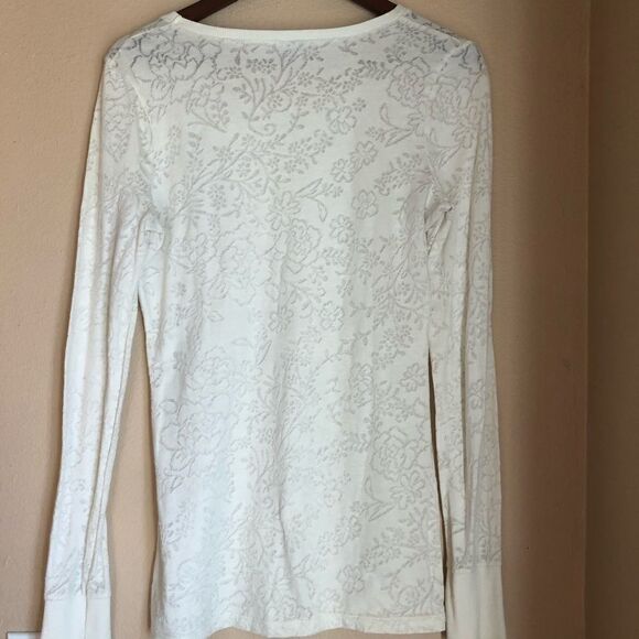 Buckle BKE long sleeve cotton white lace design crew neck top-Large - Picture 3 of 11